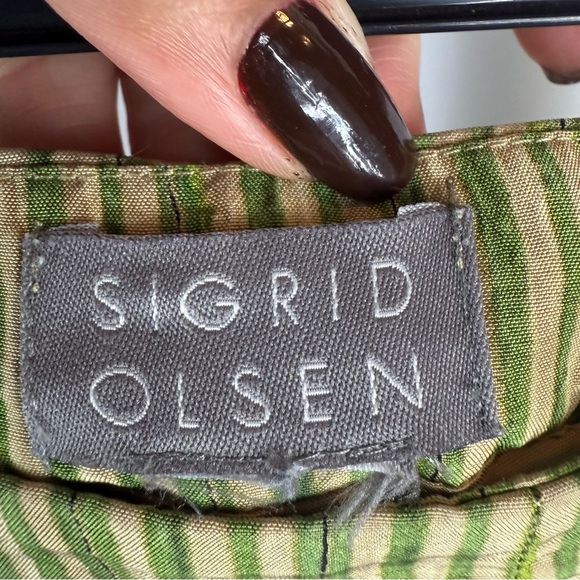 Sigrid Olsen Green Striped Chinos Size: M - Picture 9 of 10